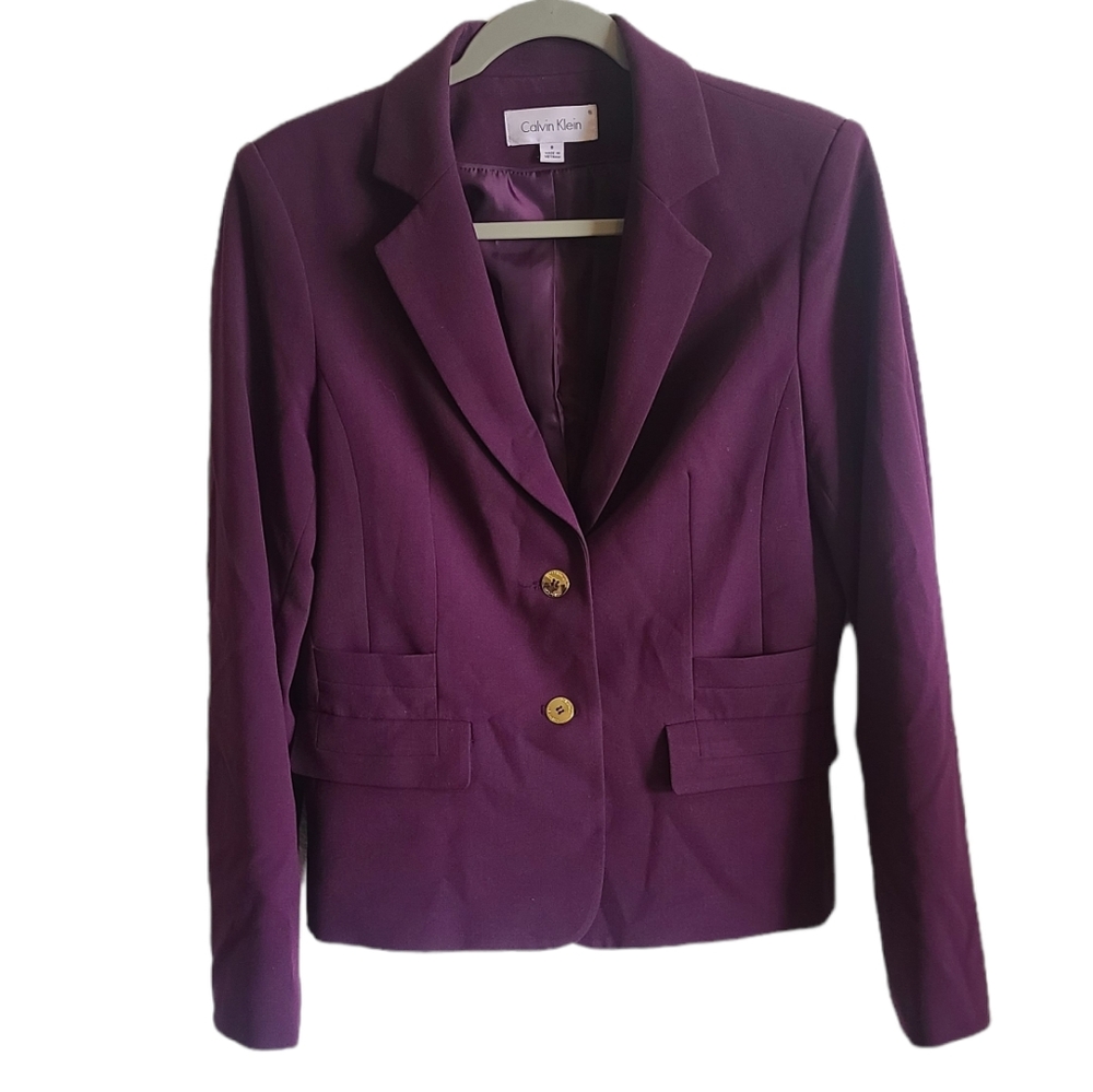 Calvin Klein Purple Pants Suit Blazer & Trousers Sz 8